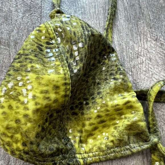 Sauvage Green Shiny Wrap Thong Bikini Set - Picture 8 of 15